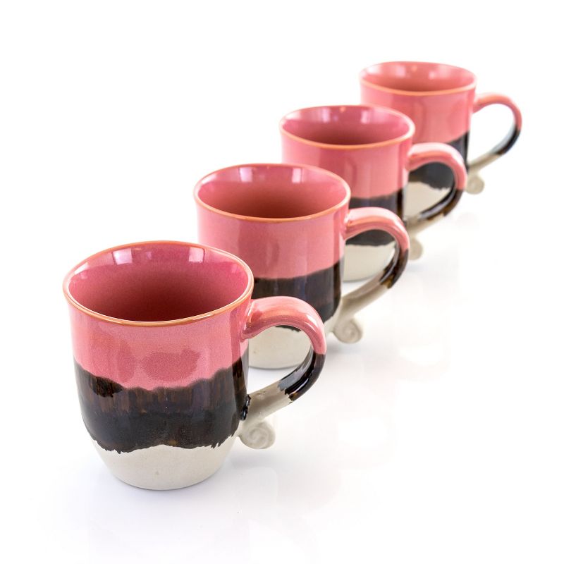 Meritage Twist 4 Piece 17 Ounce Round Stoneware Cup Set in Red