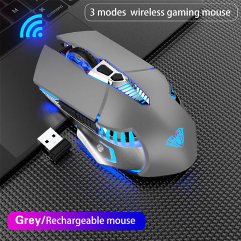 AULA SC200 800mAh Rechargeable Bluetooth Wireless Mouse with 3 Modes (BT5.0, BT3.0 and 2.4G) Easy-Switch Up to 3 Devices Ergonomic Mice for Android Tablet Phone PC Laptop - SC200 Black