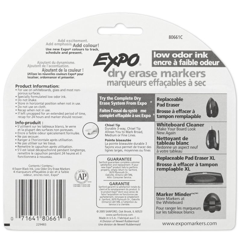 Expo 4pk Dry Erase Marker Chisel Tip Black