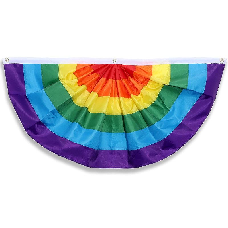 Juvale Pleated Rainbow Flag, LGBTQ Accessories, Pride Decorations(4 x 2 Feet)