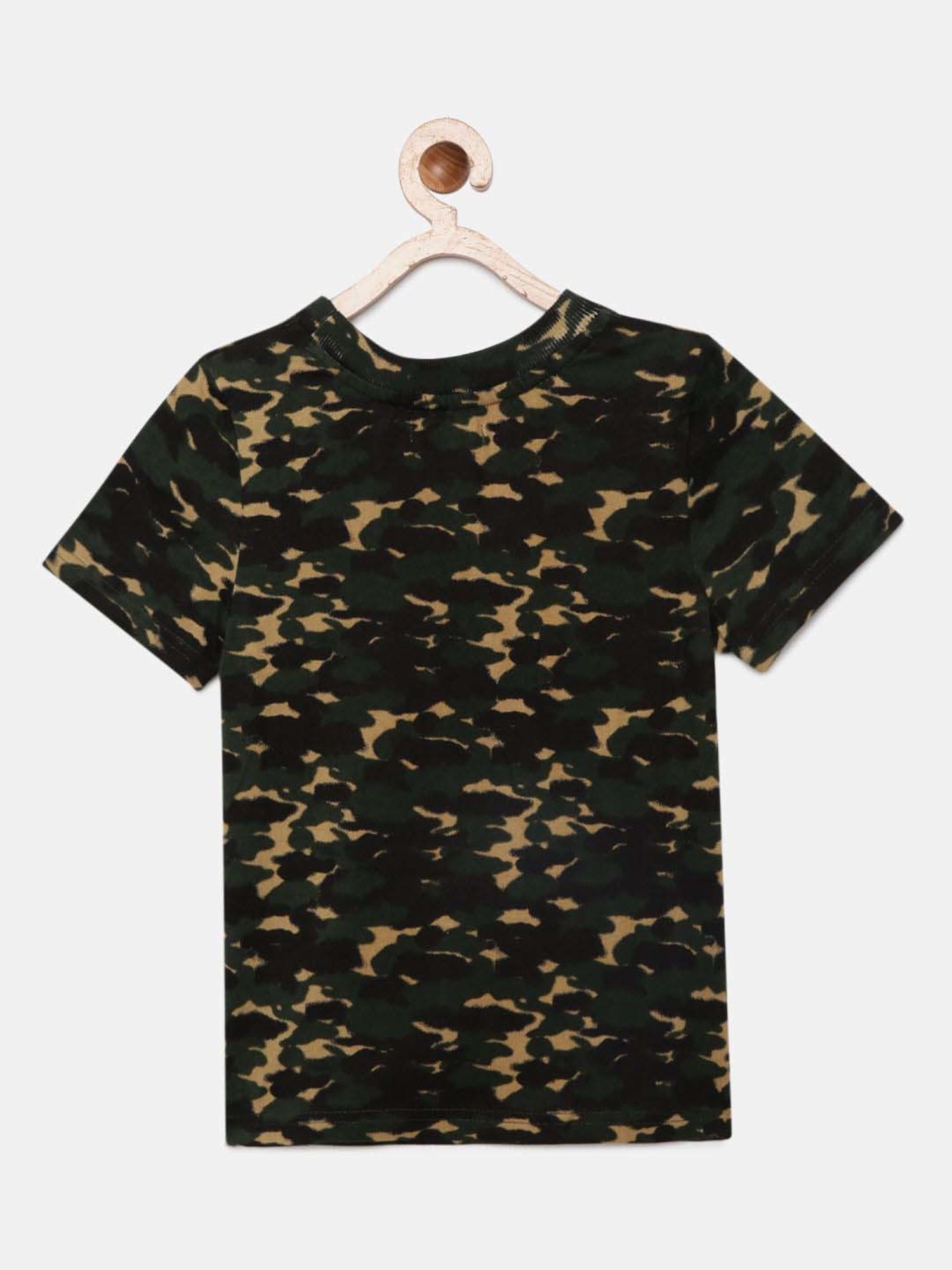 Angel & Rocket Kids Green Cotton Printed T-Shirt