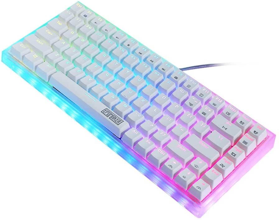 EPOMAKER HS84 84 Keys Wired RGB Hot Swappable Mechanical Keyboard with Translucent ABS Case, Shine Through Legend for Win/Mac/Gamers (Gateron Black Switch, White)