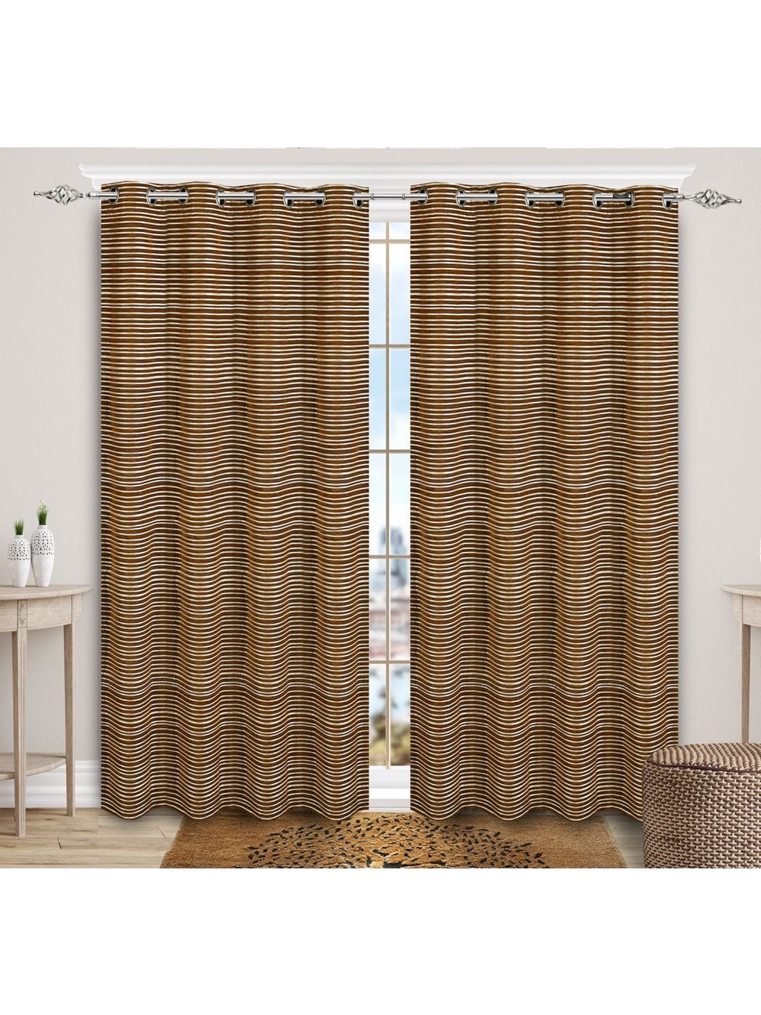 Saral Home Gold Blackout Long Door 9 ft Curtains Set of - 2