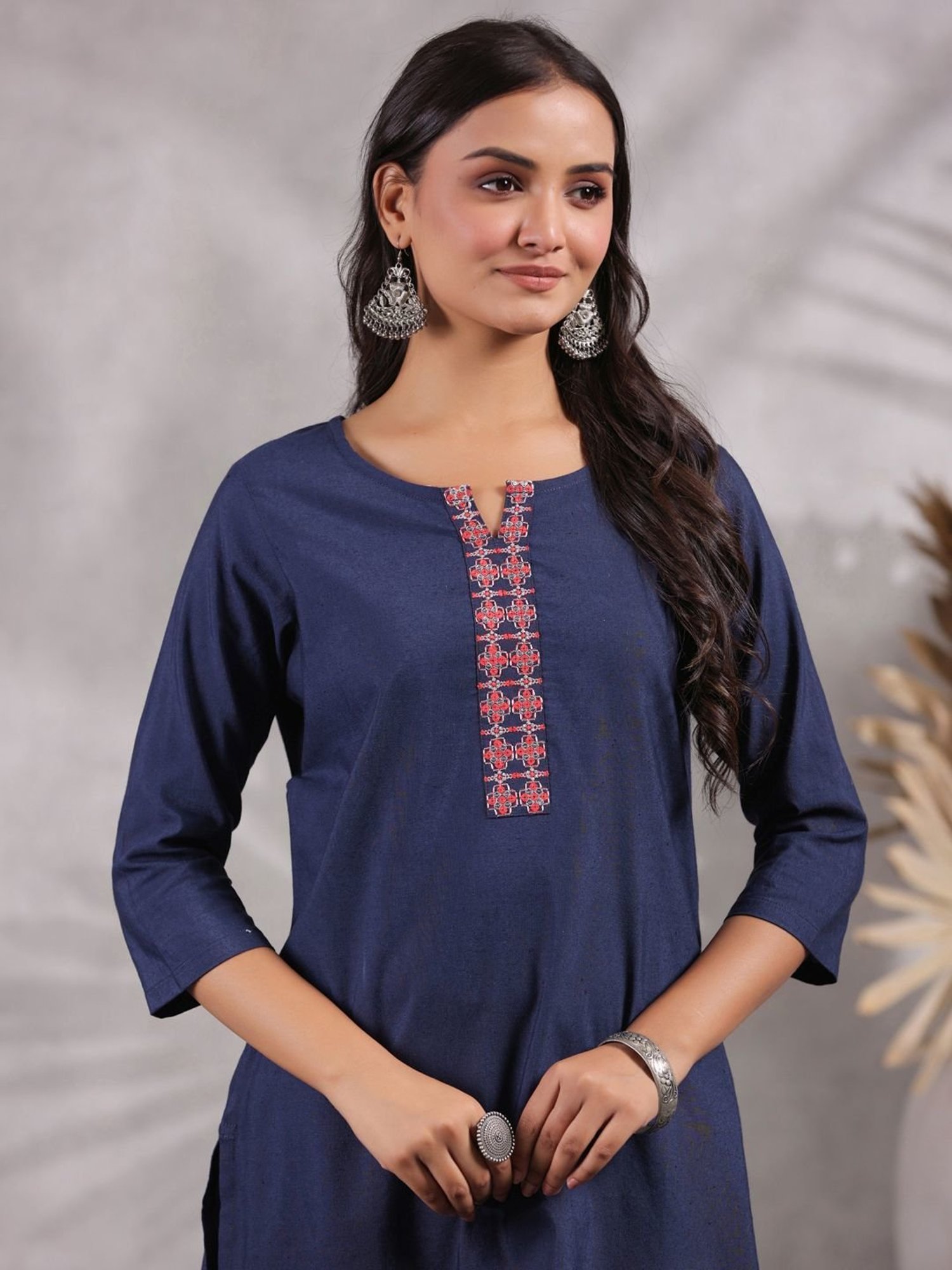 Anubhutee Navy Cotton Kurti Pant Set