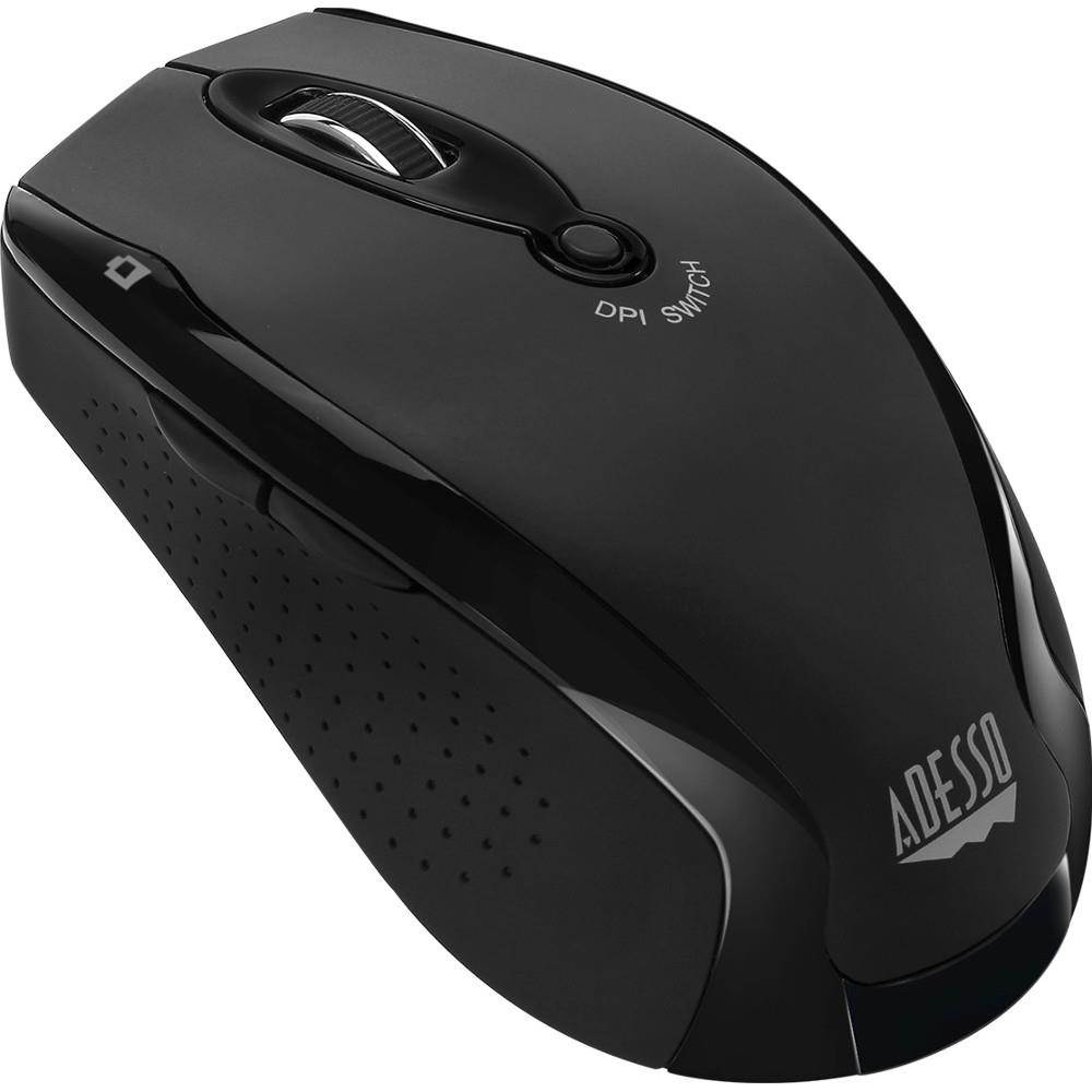 Adesso iMouse M20B - Wireless Ergonomic Optical Mouse - Optical - Wireless - Radio Frequency - Black - USB - 1600 dpi - Scroll Wheel - Right-handed Only