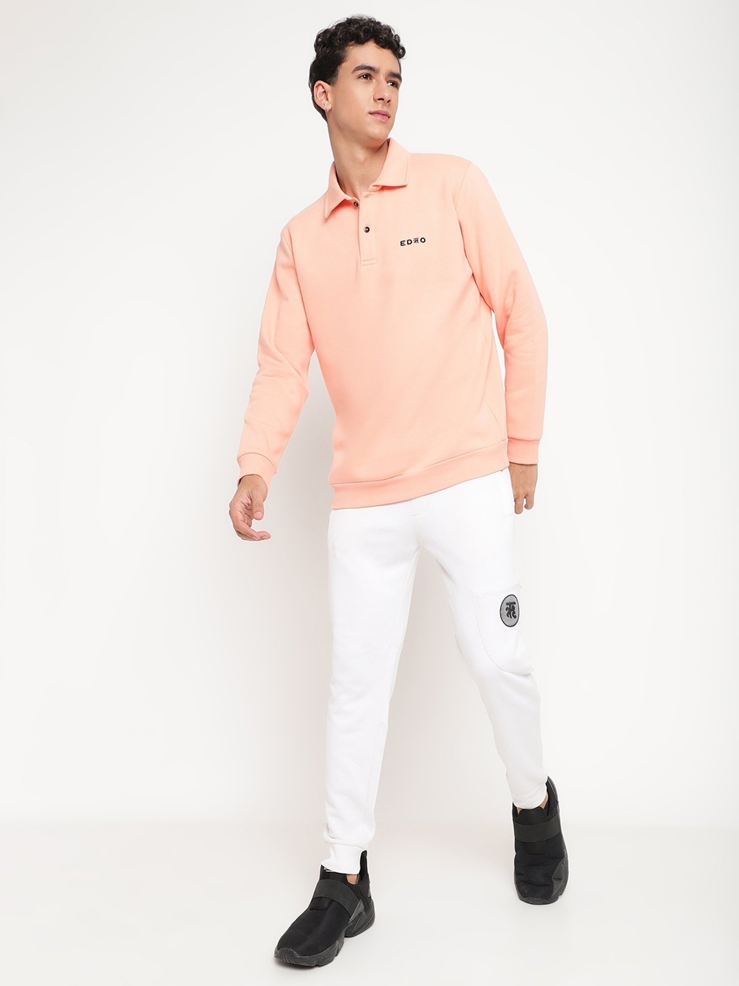 EDRIO Peach Nectar Relaxed Fit Polo T-Shirt