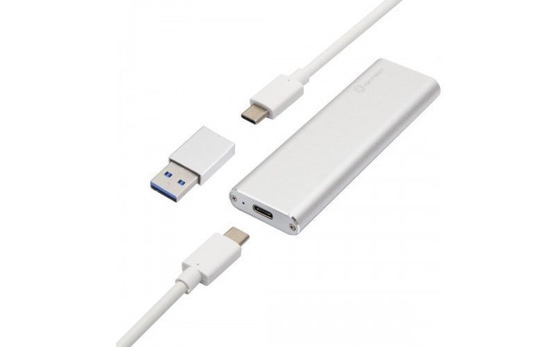 SYBA Multimedia Drive Enclosure M.2 - USB 3.1 Type C Host Interface External - 1 x SSD Supported - Aluminum