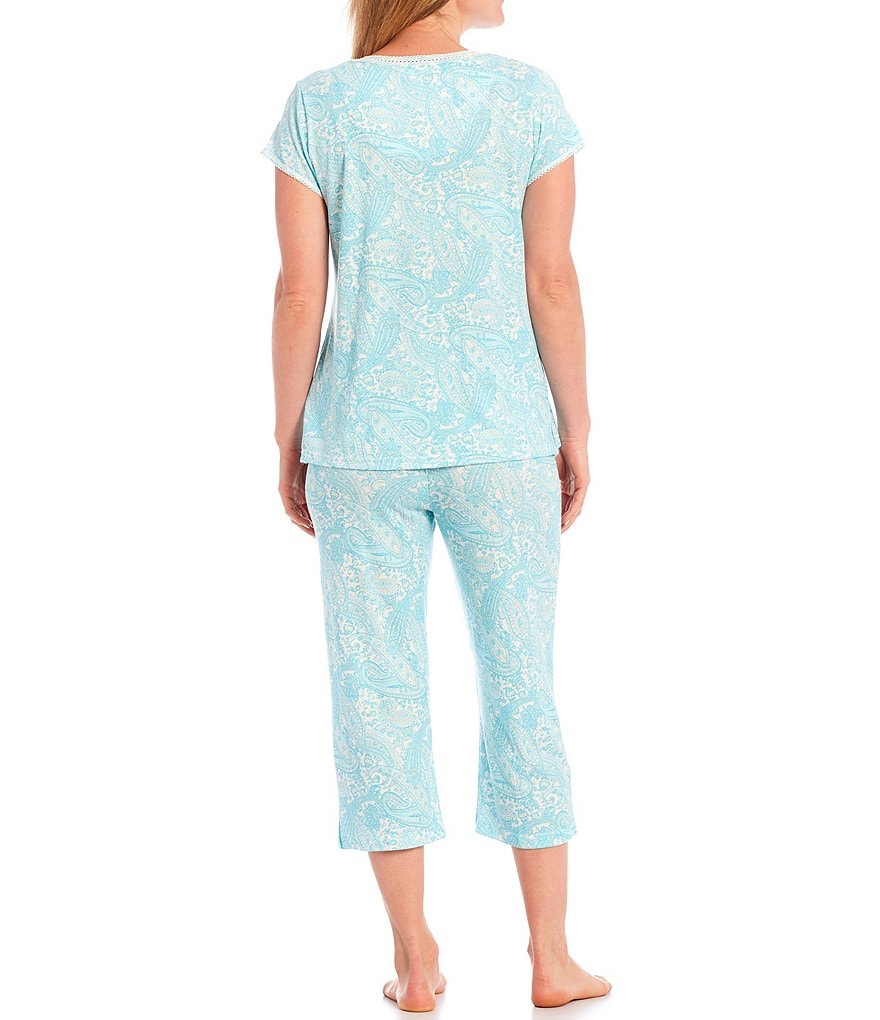 Miss Elaine Petite Cottonessa Paisley Print Short Sleeve Coordinating Pajama Set