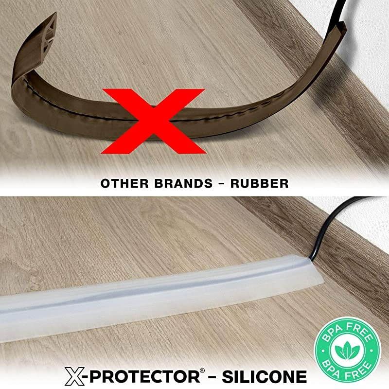 Floor Cord Cover Overfloor Cord Protector 5 Silicone White Cord Protector Ideal Extension Cord Cover to Protect Wires On Floor SelfAdhesive Power Cable Protector 60 in