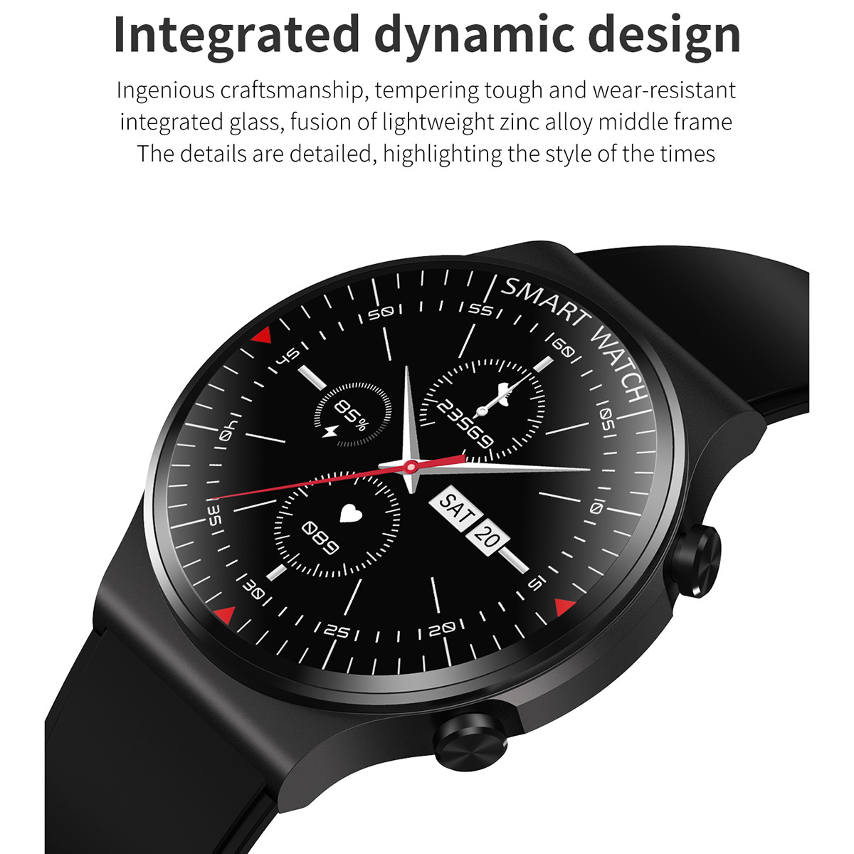 Smart Watch 1.28 inch AMOLED Touchscreen SmartWatch, Sport GPS 14 Days Battery Life, Heart Rate Tracker, Blood Oxygen Monitor Waterproof Bluetooth Calls for Android, Black