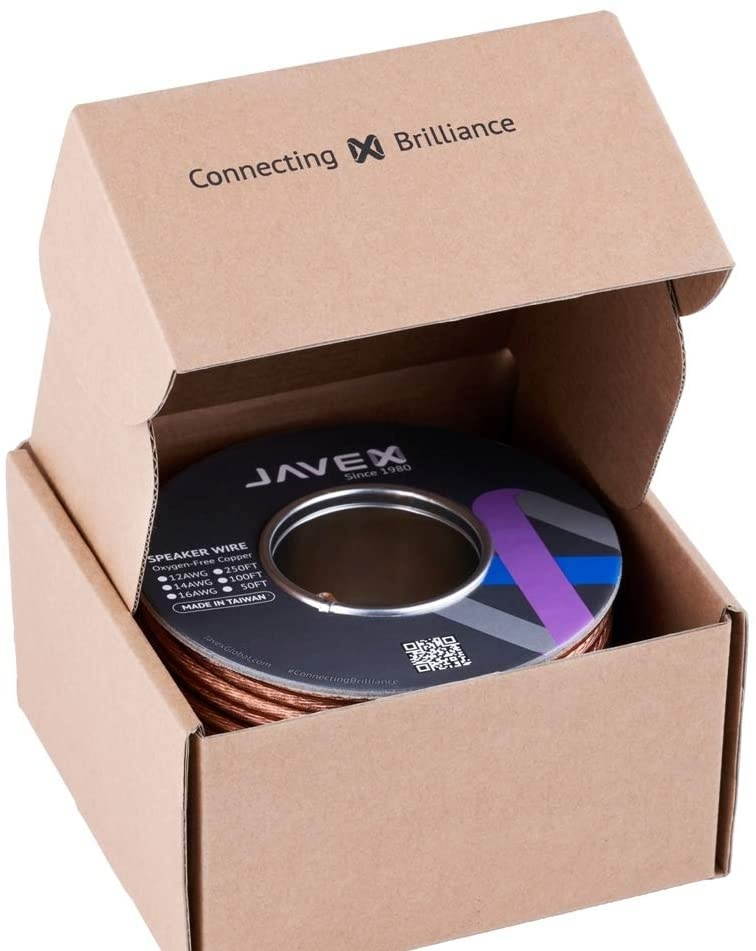14-Gauge AWG JAVEX Speaker Wire OFC Oxygen-Free Copper 99.9% Cable for Hi-Fi Systems Mixer Amplifiers AV receivers Speaker for Projectors and Car Audio System 250 FT Blue/Black