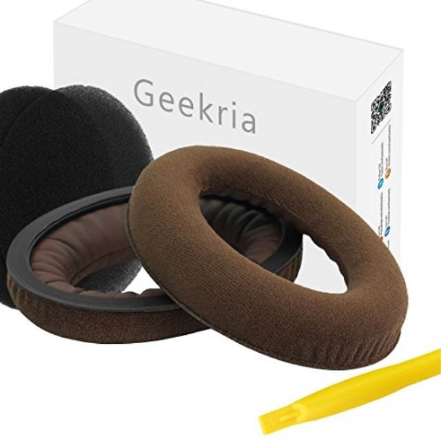 geekria earpads for sennheiser hd515, hd555, hd595, hd518 headphones replacement ear pad/ear cushion/ear cups/ear cover/earpad repair parts brown velvet