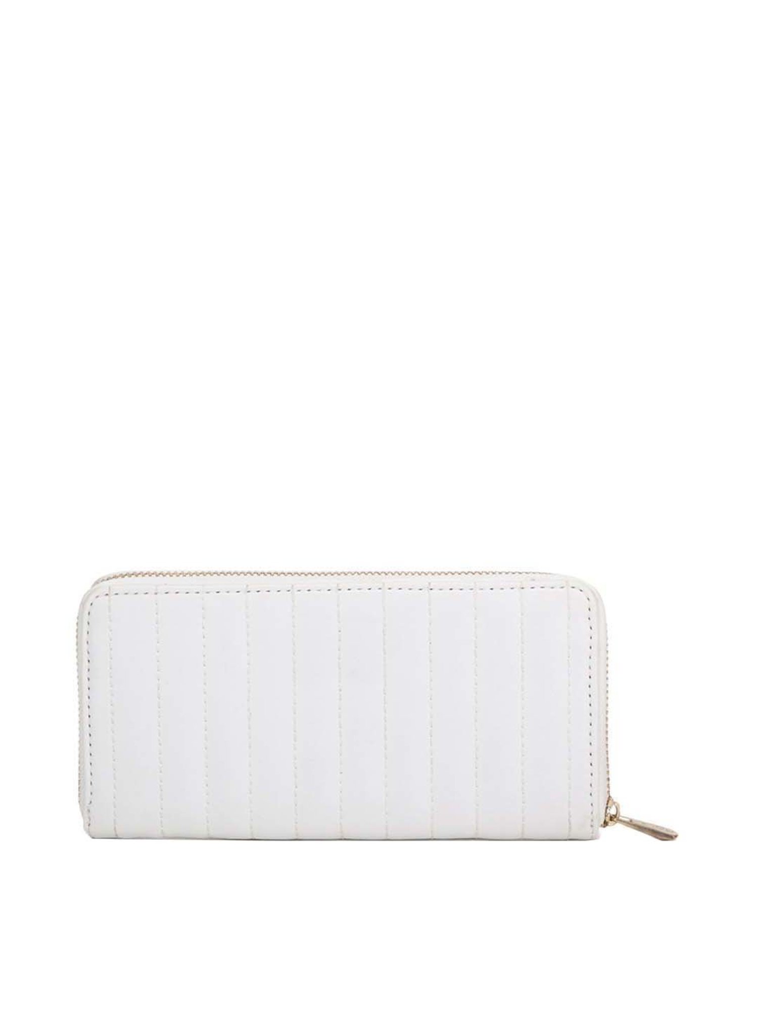 KLEIO White Quilted Zip Around Wallet for Women