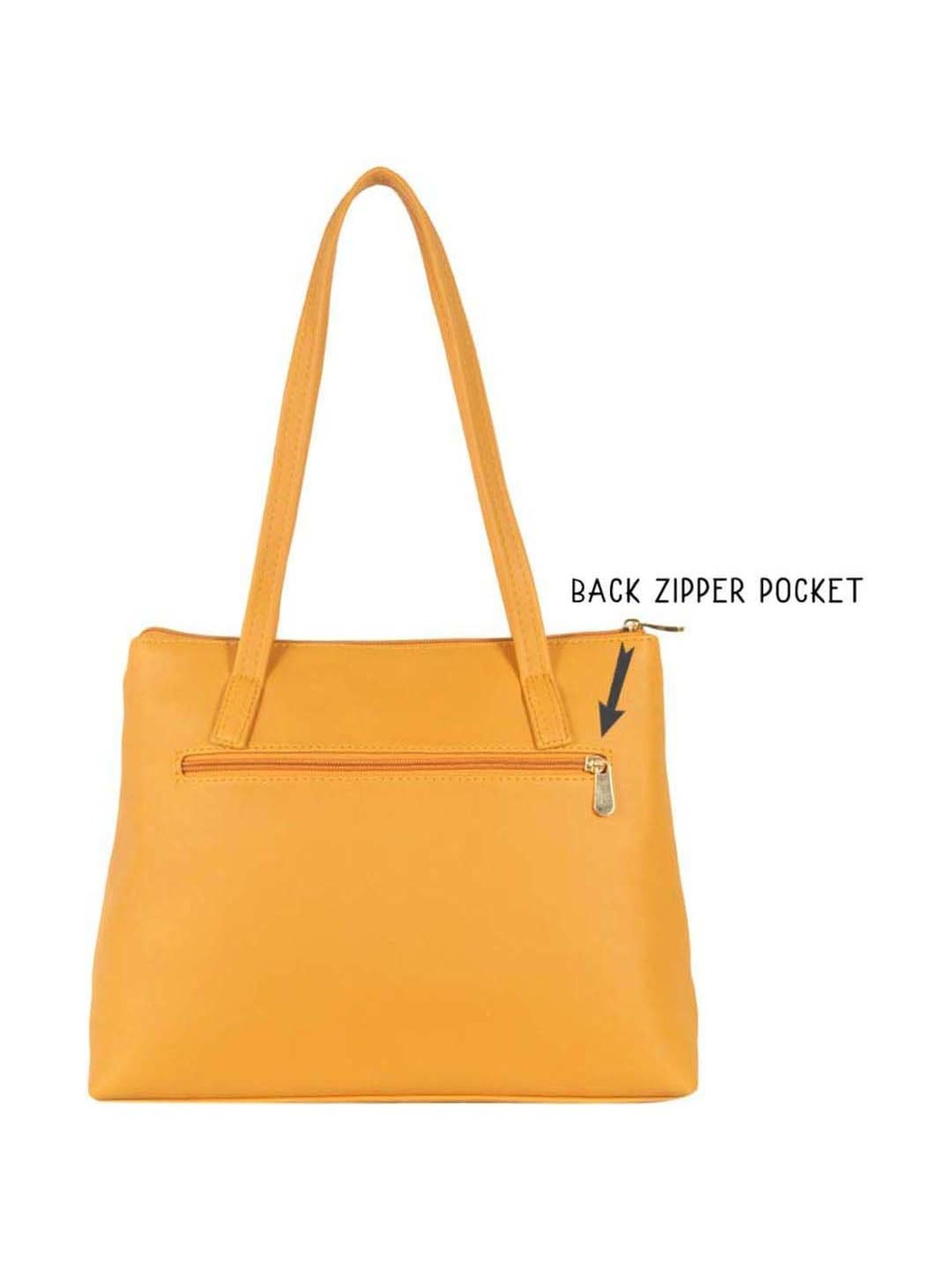 Baggit Yellow Solid Medium Tote Handbag
