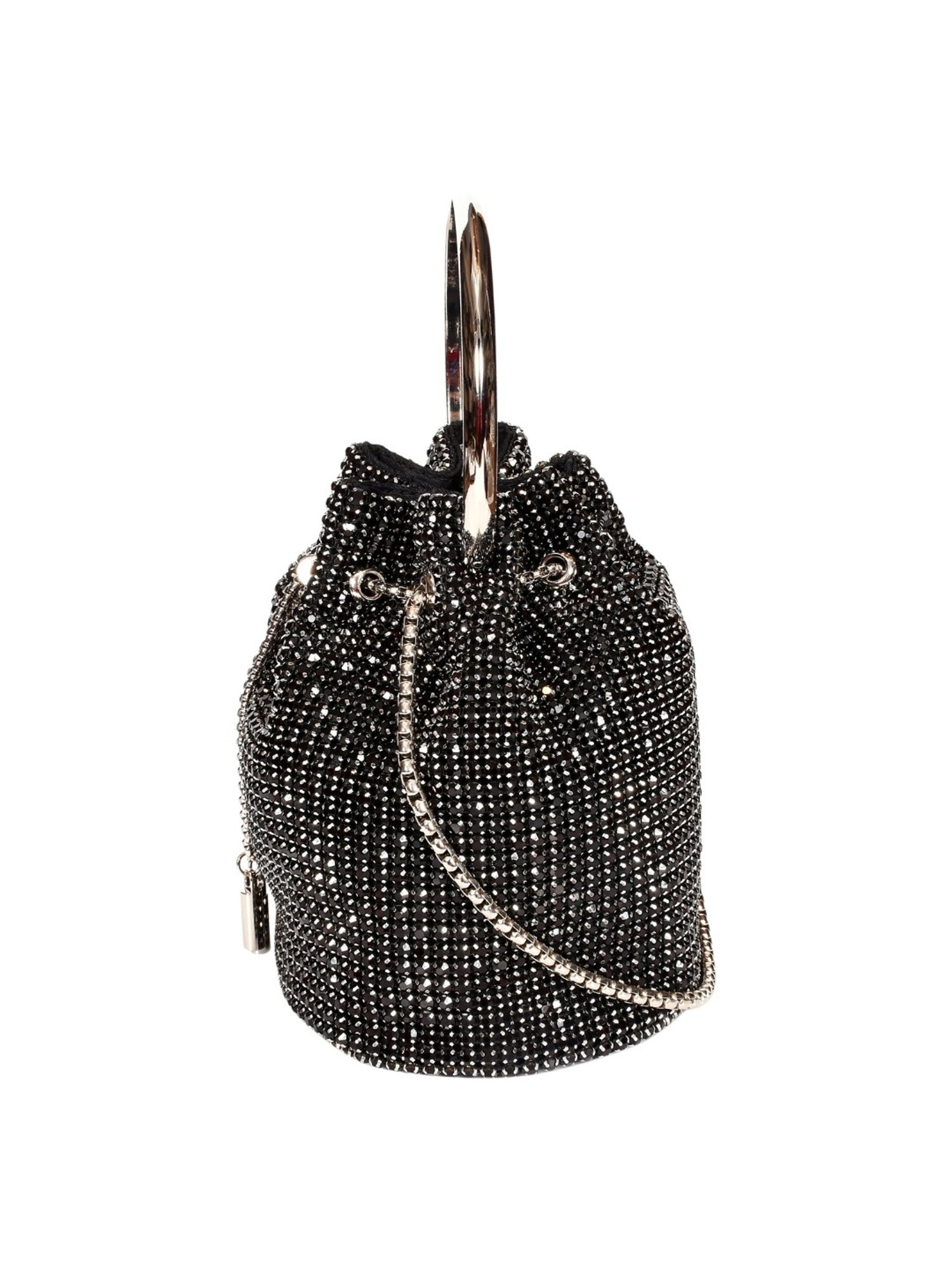 SASSORA RIM Black Leather Embellished Handbag
