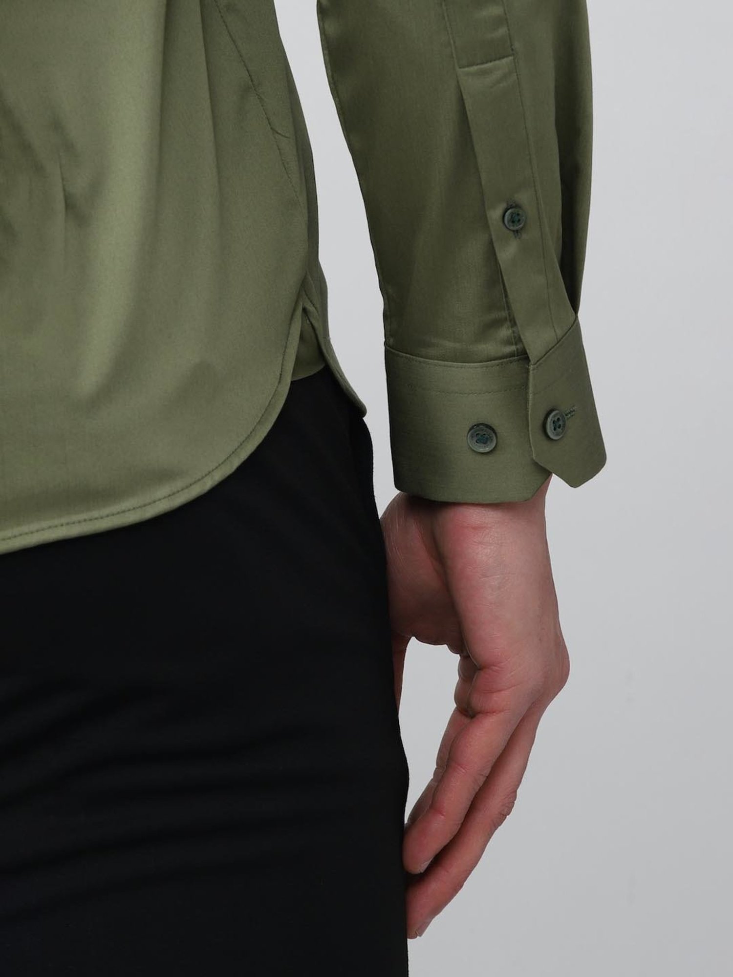 V Dot Green Cotton Slim Fit Shirt