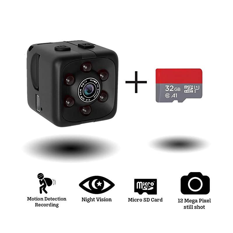Hidden Spy Camera Portable Small 1080P Wireless Cam with Night Vision and Motion Detection for NannyHousekeeper Security Sports Camera Blackwith 32GB Card