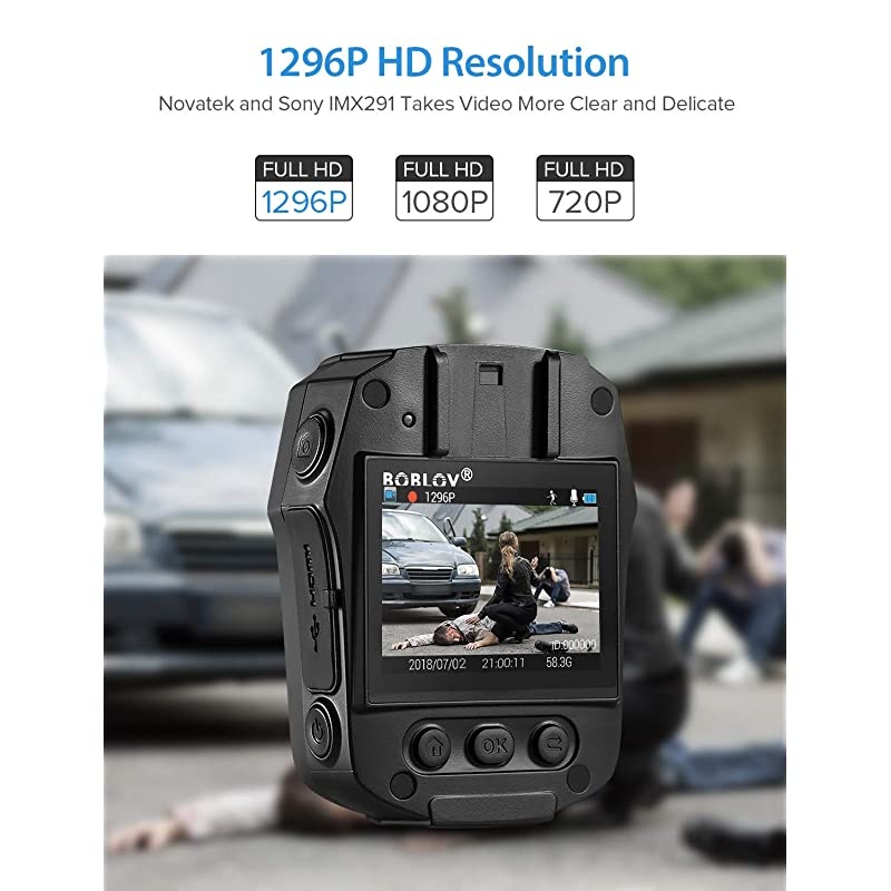 PD50 Body Camera 64GB 1296P Body Worn Mounted Camera Lightweight Smart Fast Charging Night Vision Cam 150 Degree Angle Playback 5-7Hours Recording (64G) (32GB)
