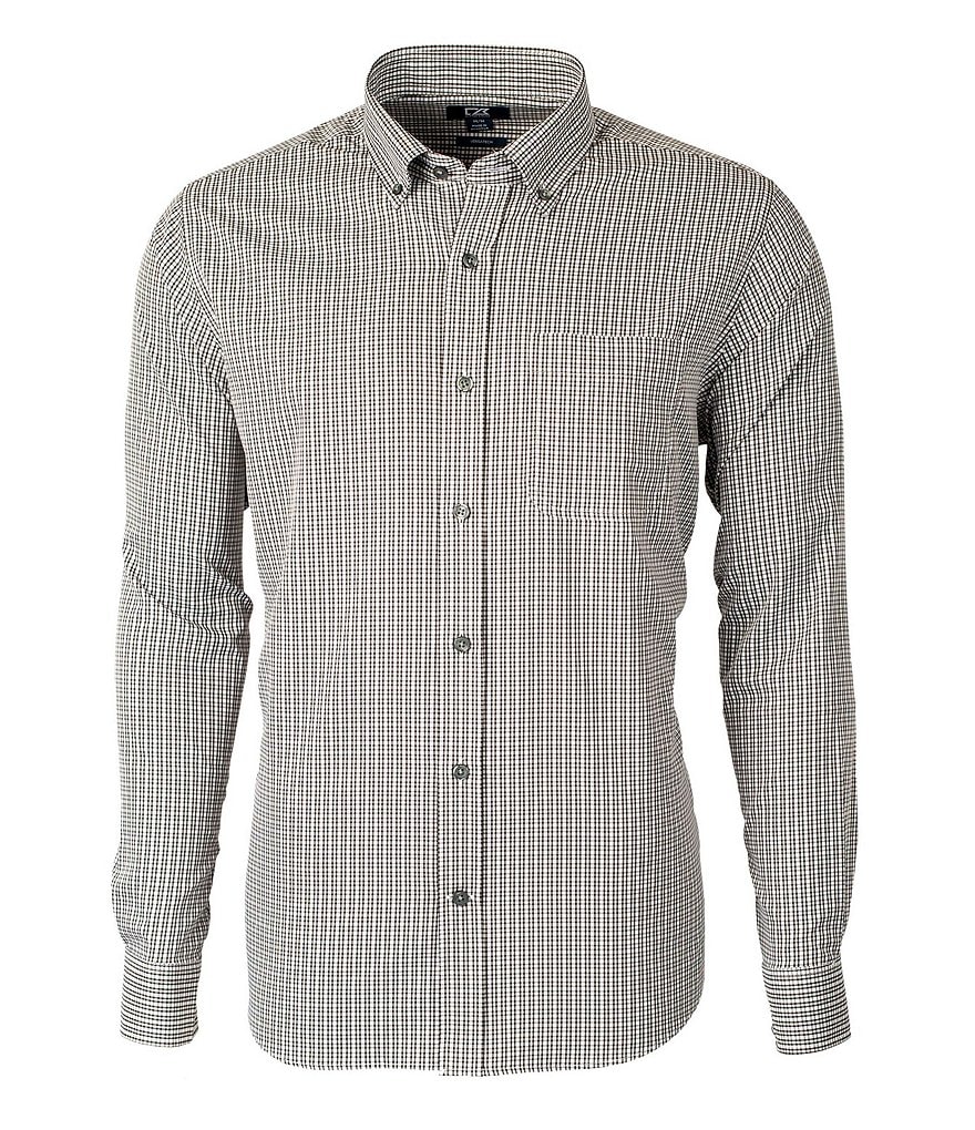 Cutter & Buck Versatech Checked Long-Sleeve Dress Shirt