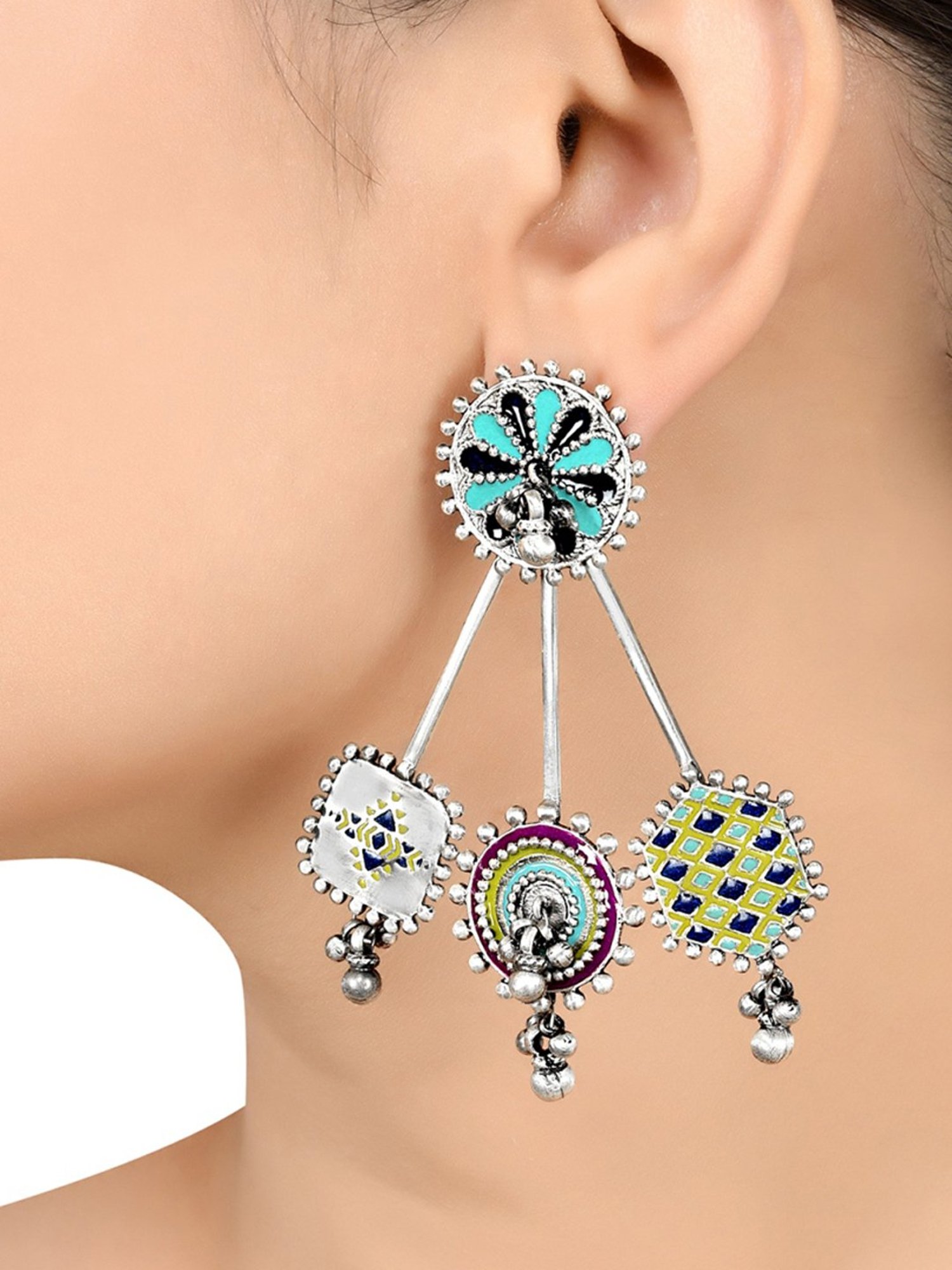 Tribe Amrapali 92.5 Sterling Silver Niharika Ghungroo Dangler for Women