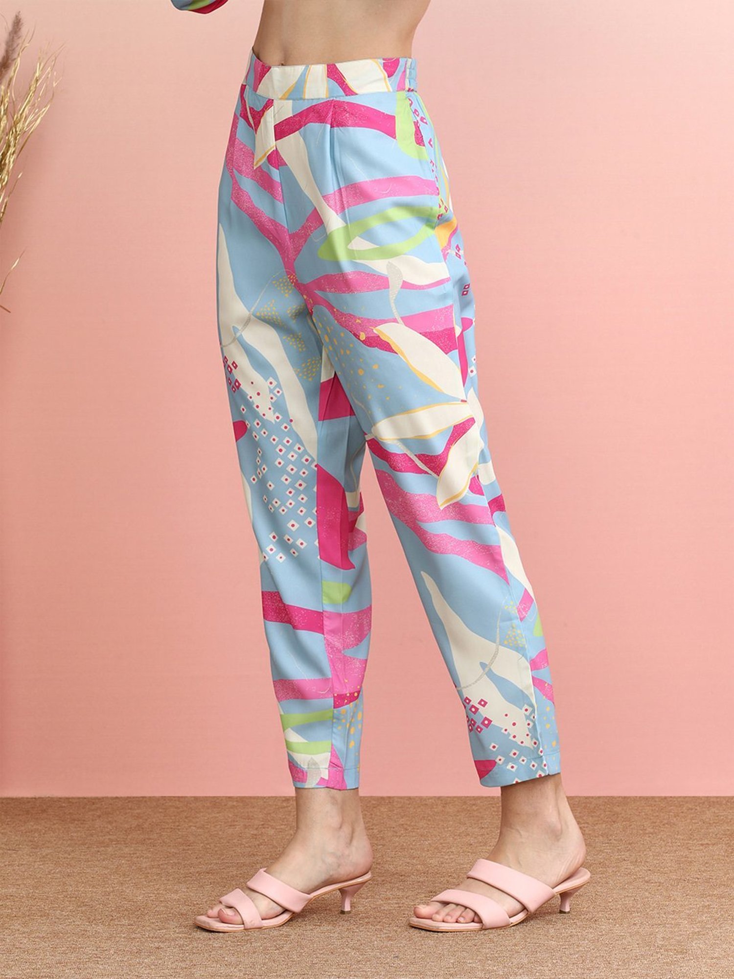 Indo Era Blue Printed Shirt Pant Set