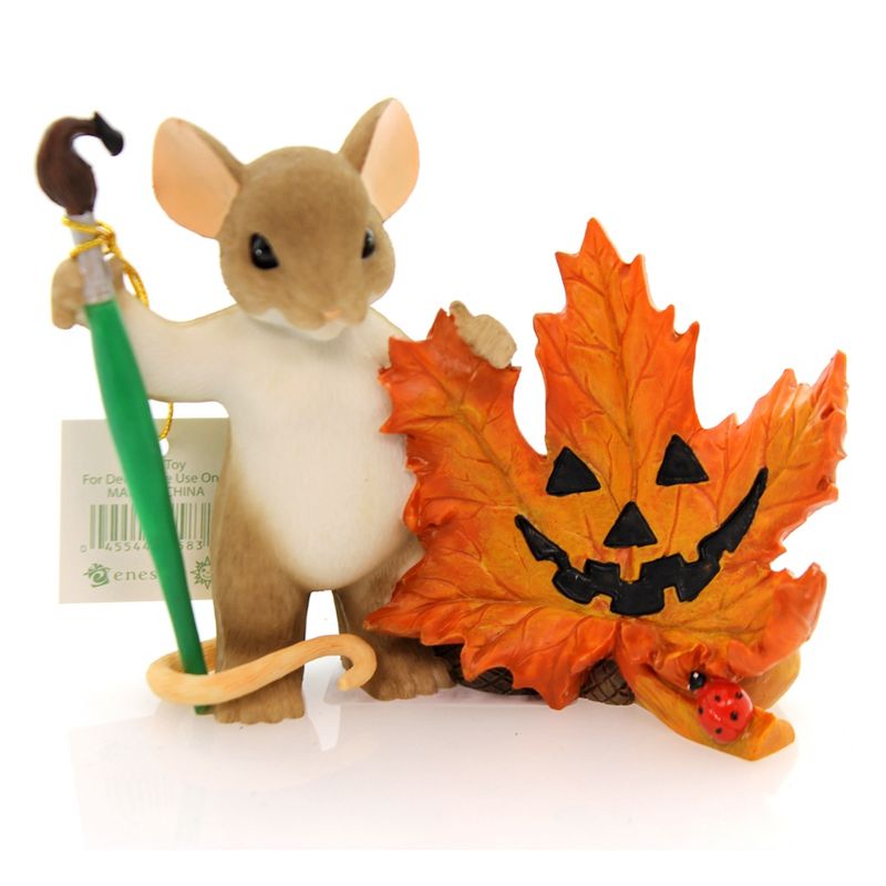 Charming Tails Leave A Smile Wherever Your Go Halloween Pumpkin Leaf  -  Decorative Figurines