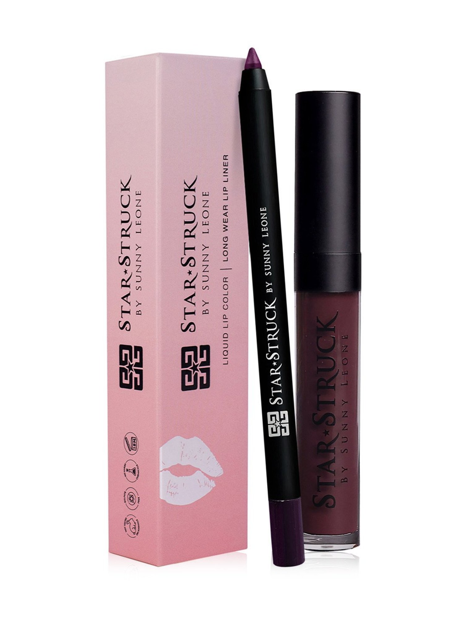 StarStruck By Sunny Leone Lip Gloss+Liner Lip Kit Wine - Pack of 2