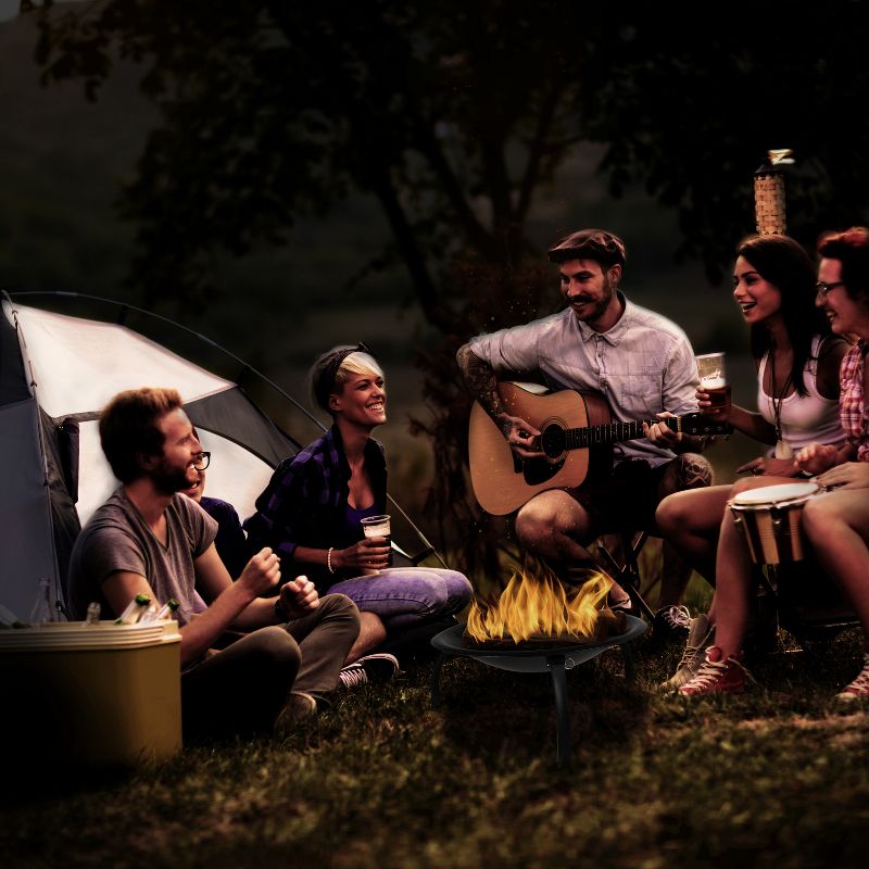 Emma and Oliver 22.5" Foldable Outdoor Wood Burning Portable Firepit with Mesh Spark screen and Poker