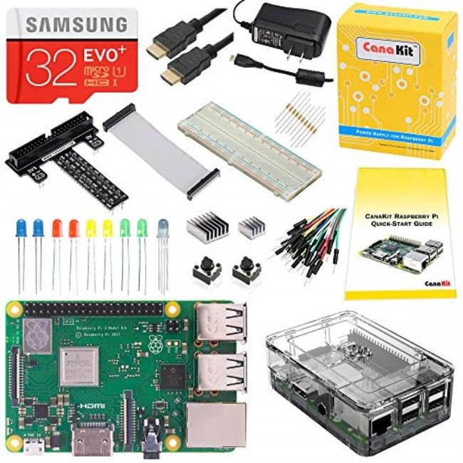 canakit raspberry pi 3 b+ b plus ultimate starter kit 32 gb edition, clear case