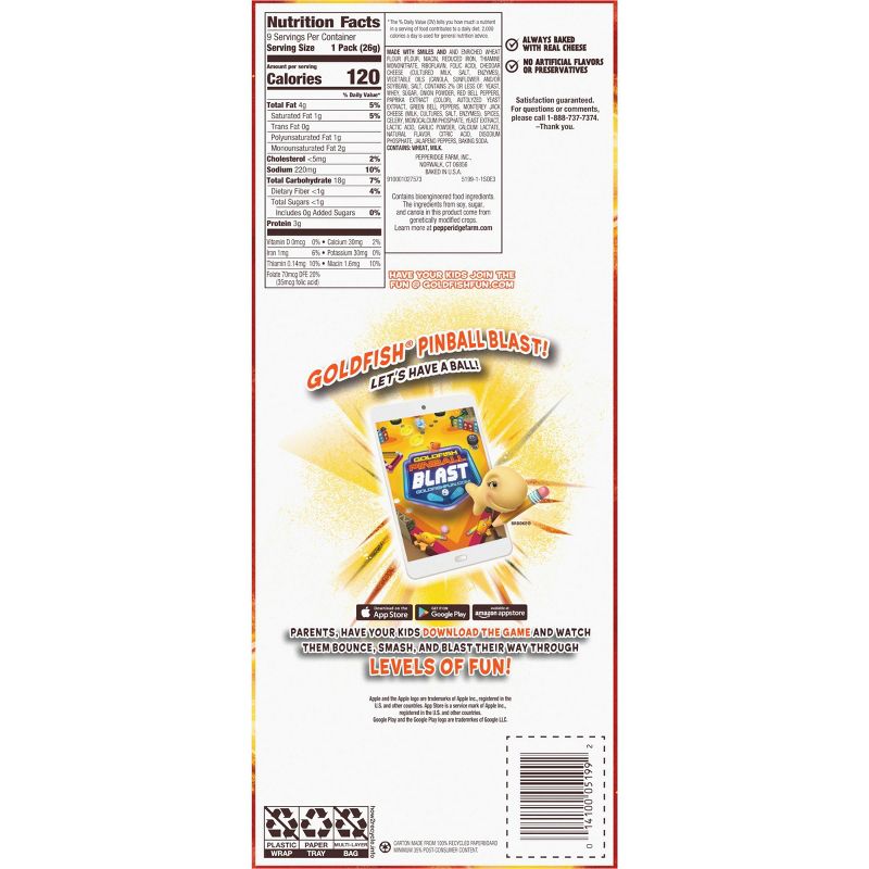 Pepperidge Farm Goldfish Flavor Blasted Cheddar Jack'd Crackers Multipack - 8.1oz/9ct