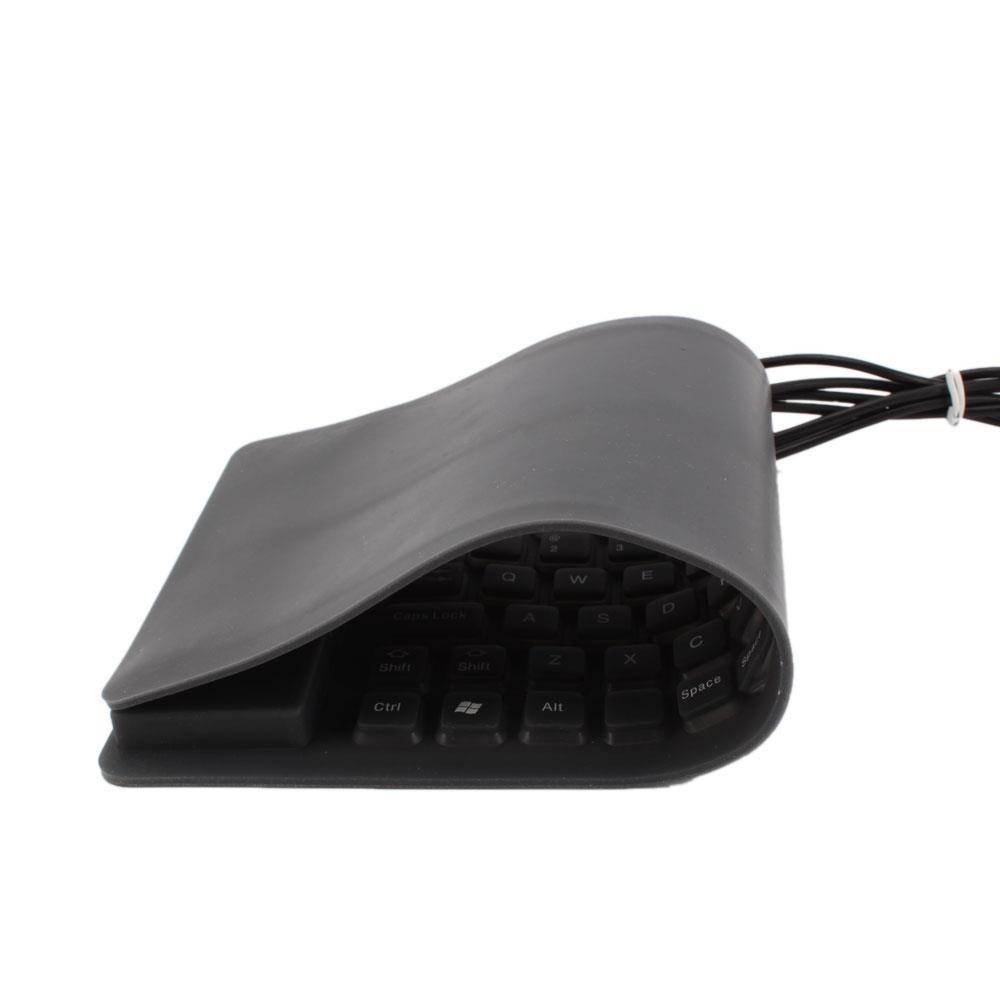 USB 2.0 Silicone Roll Up Foldable Computer Keyboard Black
