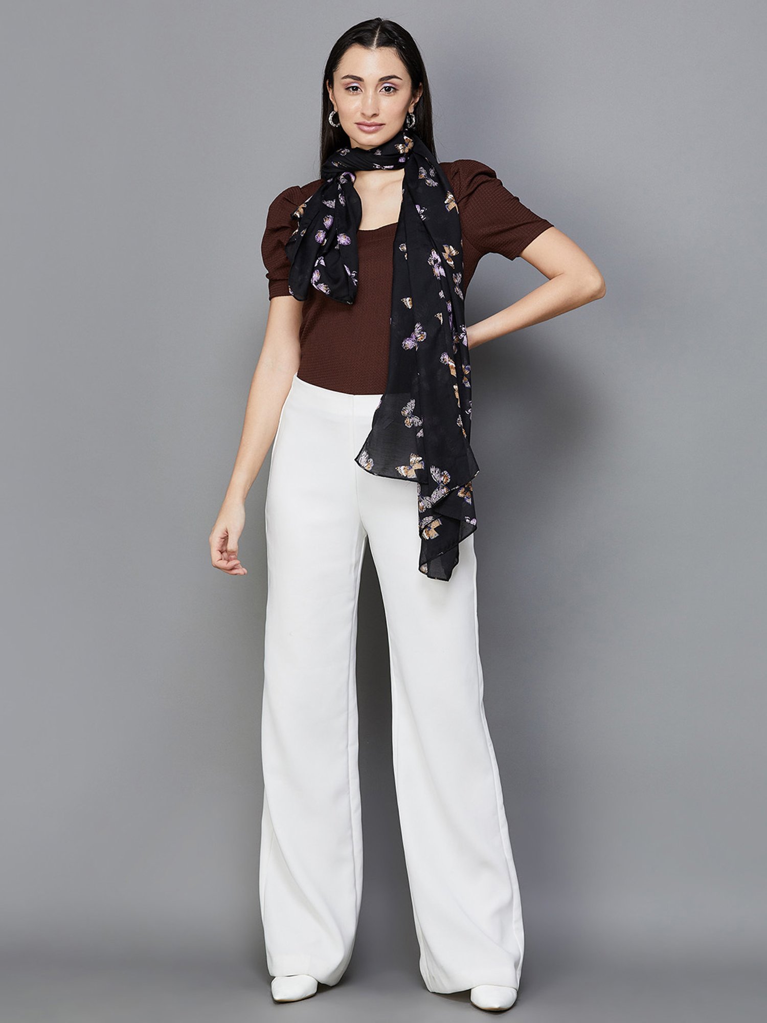 Ginger by Lifestyle Black Printed Stole