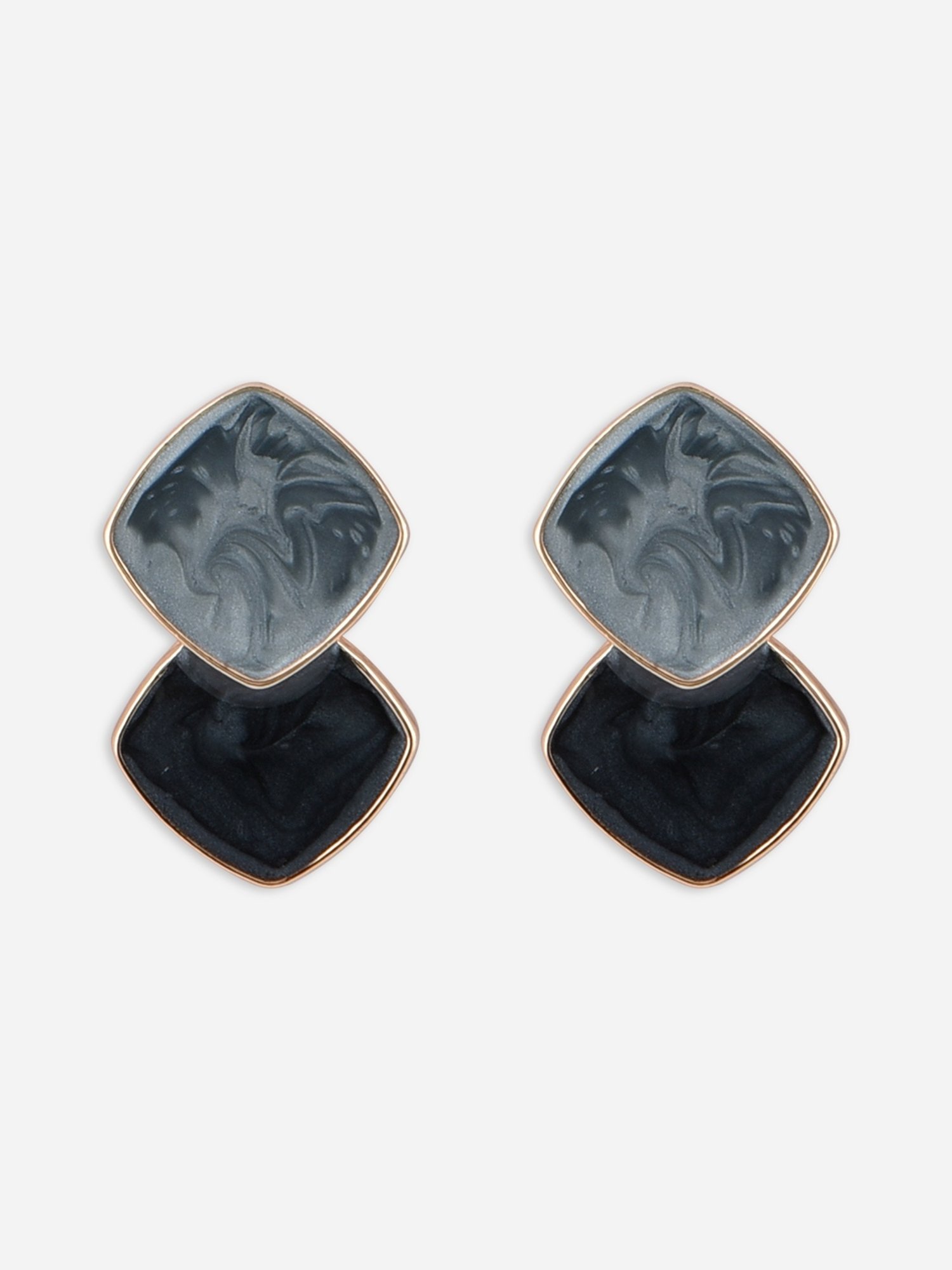 ToniQ Charming Enamel Casual Look Alloy Grey Drop Earrings for Women