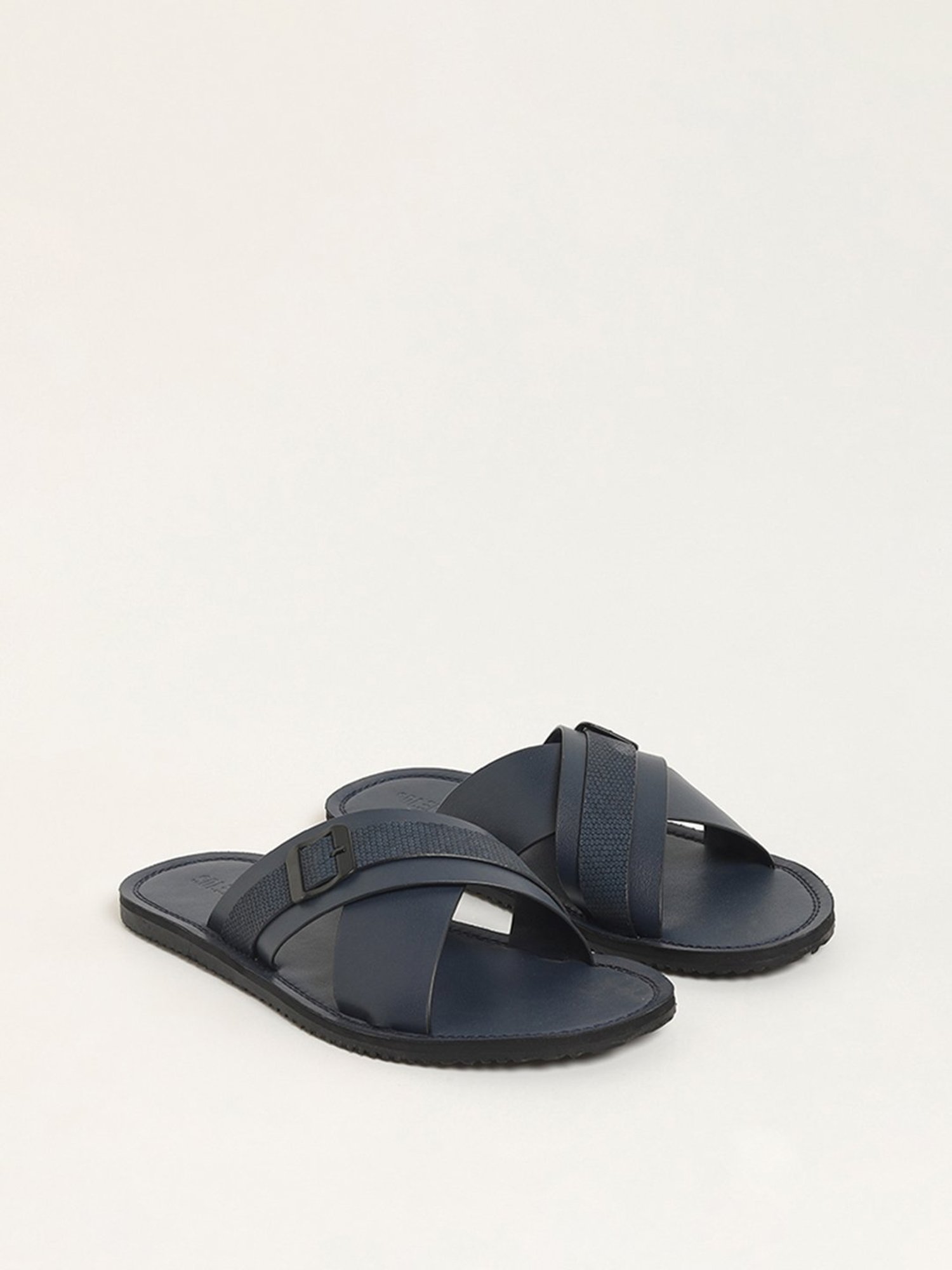 SOLEPLAY by Westside Navy Cross-Strap Leather Sandals