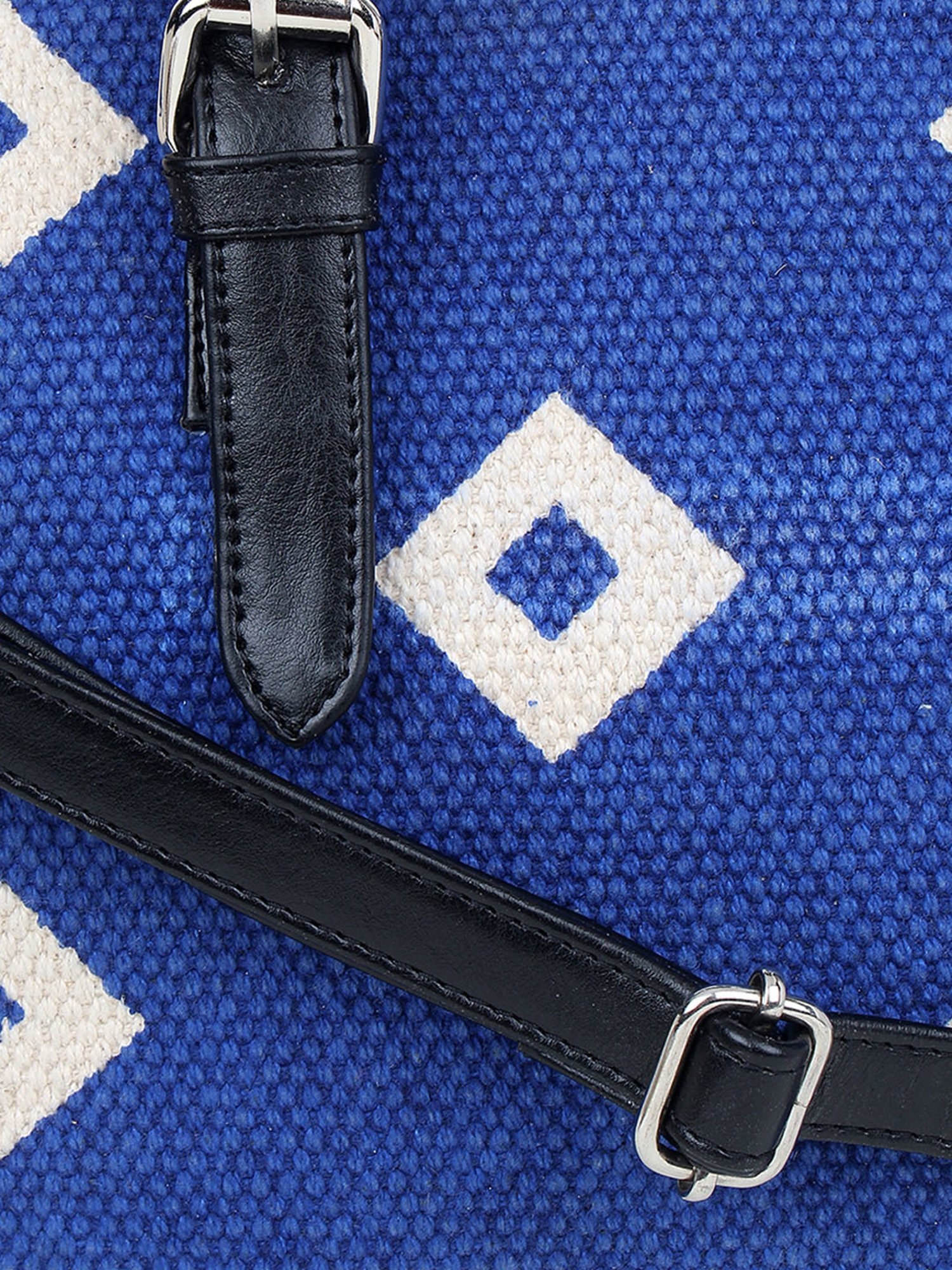 Spice Art Blue Printed Medium Satchel Handbag