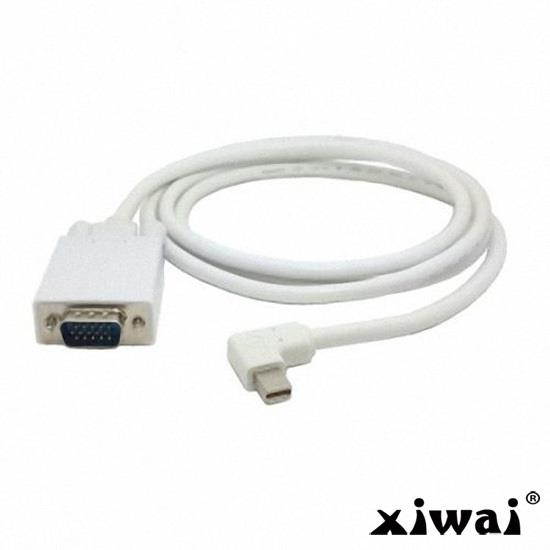 Xiwai White Left Angled 90 degree Mini DisplayPort DP male to VGA RGB male Monitors projectors Cable 1.5m