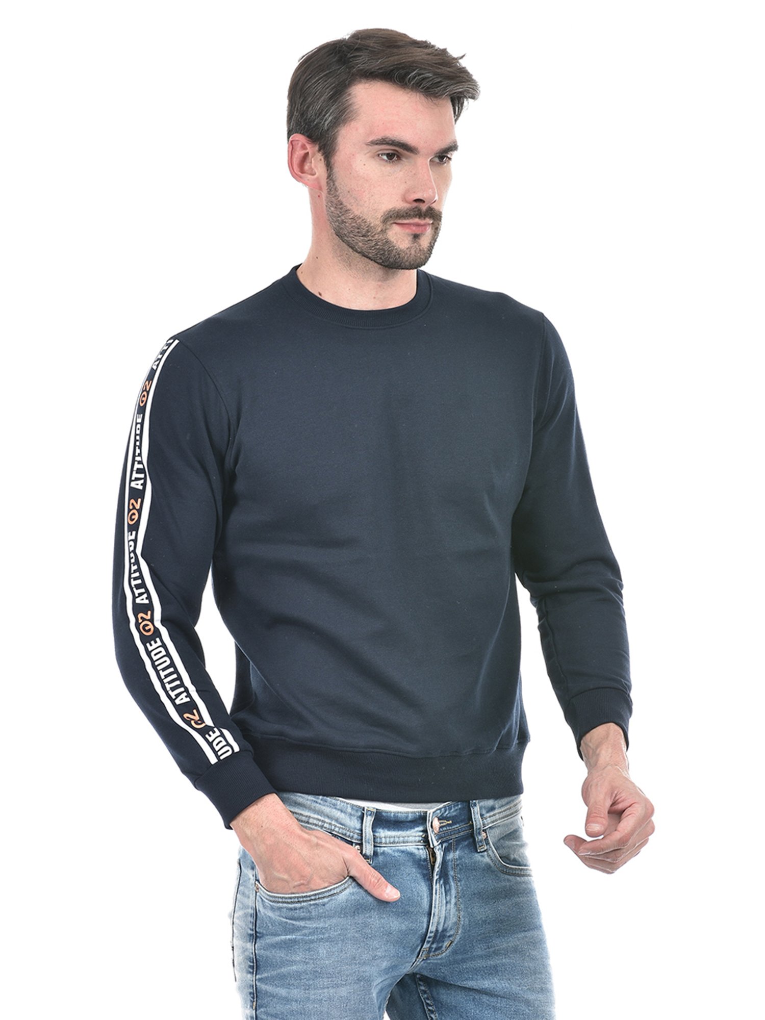 Integriti Dark Navy Regular Fit Printed Sweatshirt