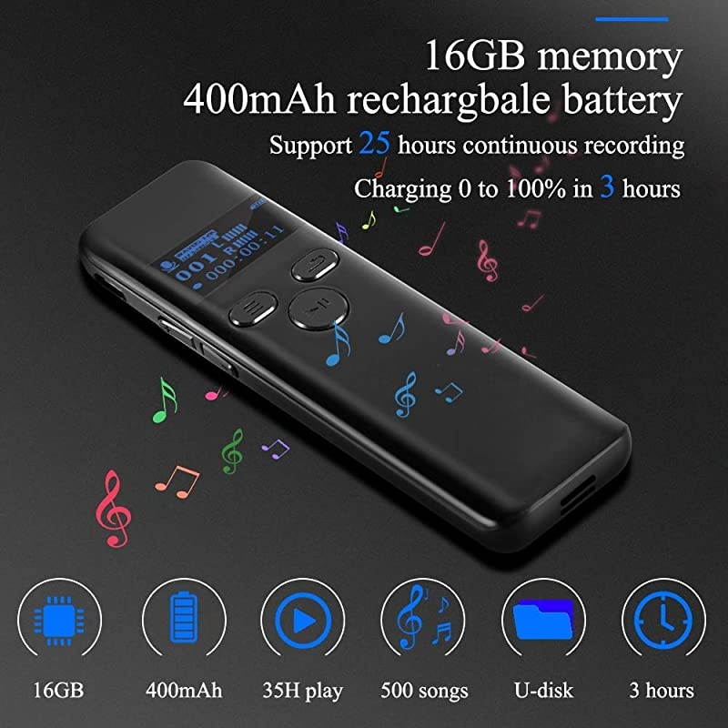 16GB Digital Voice Activated Recorder for Lectures 2019  1160 Hours Sound Audio Recorder Dictaphone Voice Activated Recorder Recording Device with PlaybackMP3 PlayerPasswordVariable Speed