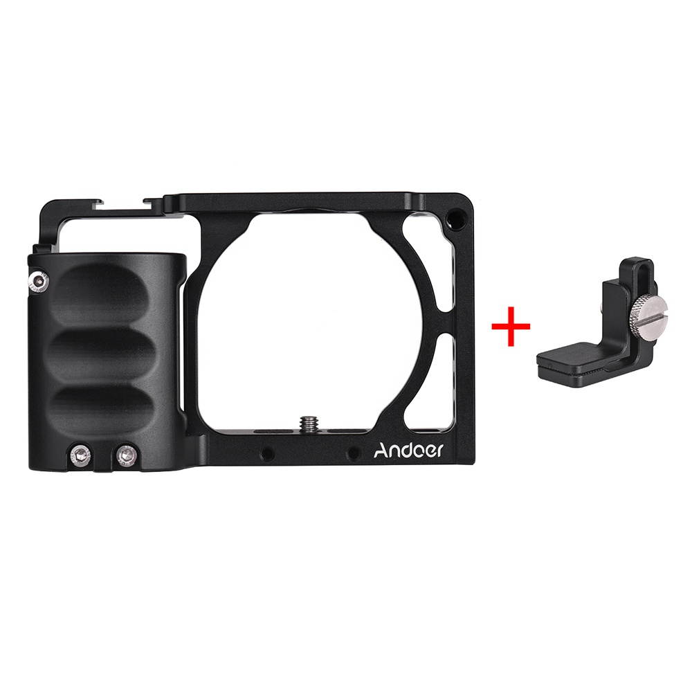 Andoer Protective Aluminum Alloy Video Camera Cage + Hand Grip Kit Film Making System with Cable Clamp for Sony A6000 A6300 A6500 NEX7 ILDC to Mount Microphone Monitor Tripod Lighting Accessories