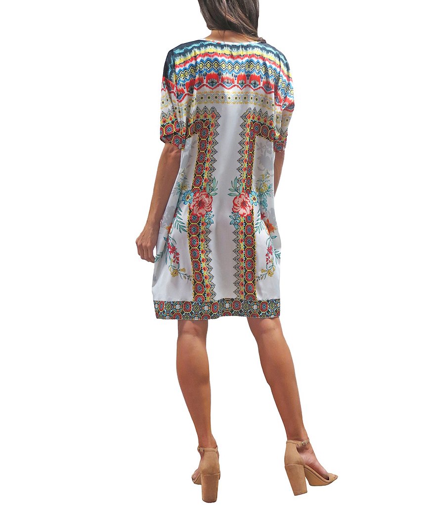 Karyn Seo Andi Printed Short Sleeve Caftan Dress