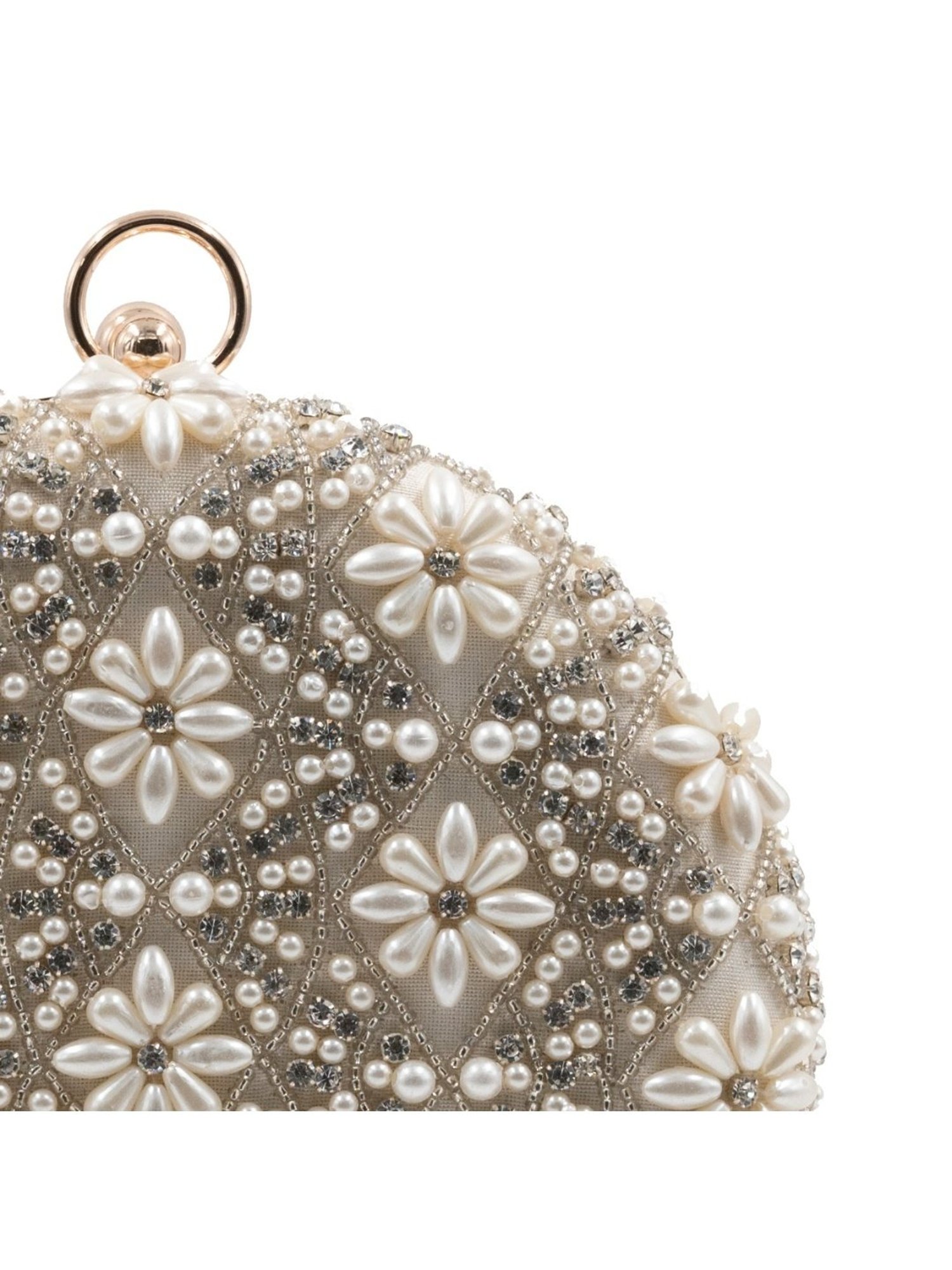 Sugarcrush Silver Luxury Embroidered Small Clutch