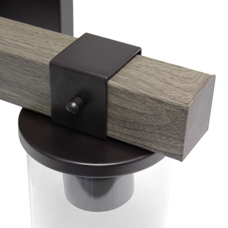 Industrial Rustic Lantern Restored Wood Look Bath Vanity Pendant Gray - Elegant Designs