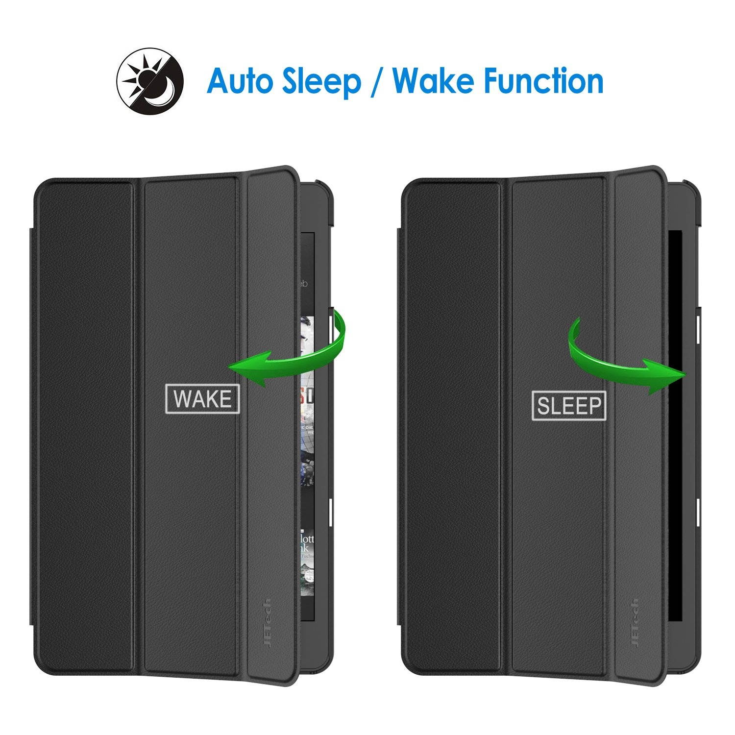 JETech Case for Amazon Fire HD 8 Tablet (8th / 7th / 6th Generation - 2018, 2017 and 2016 Release) Smart Cover with Auto Sleep/Wake (Black)