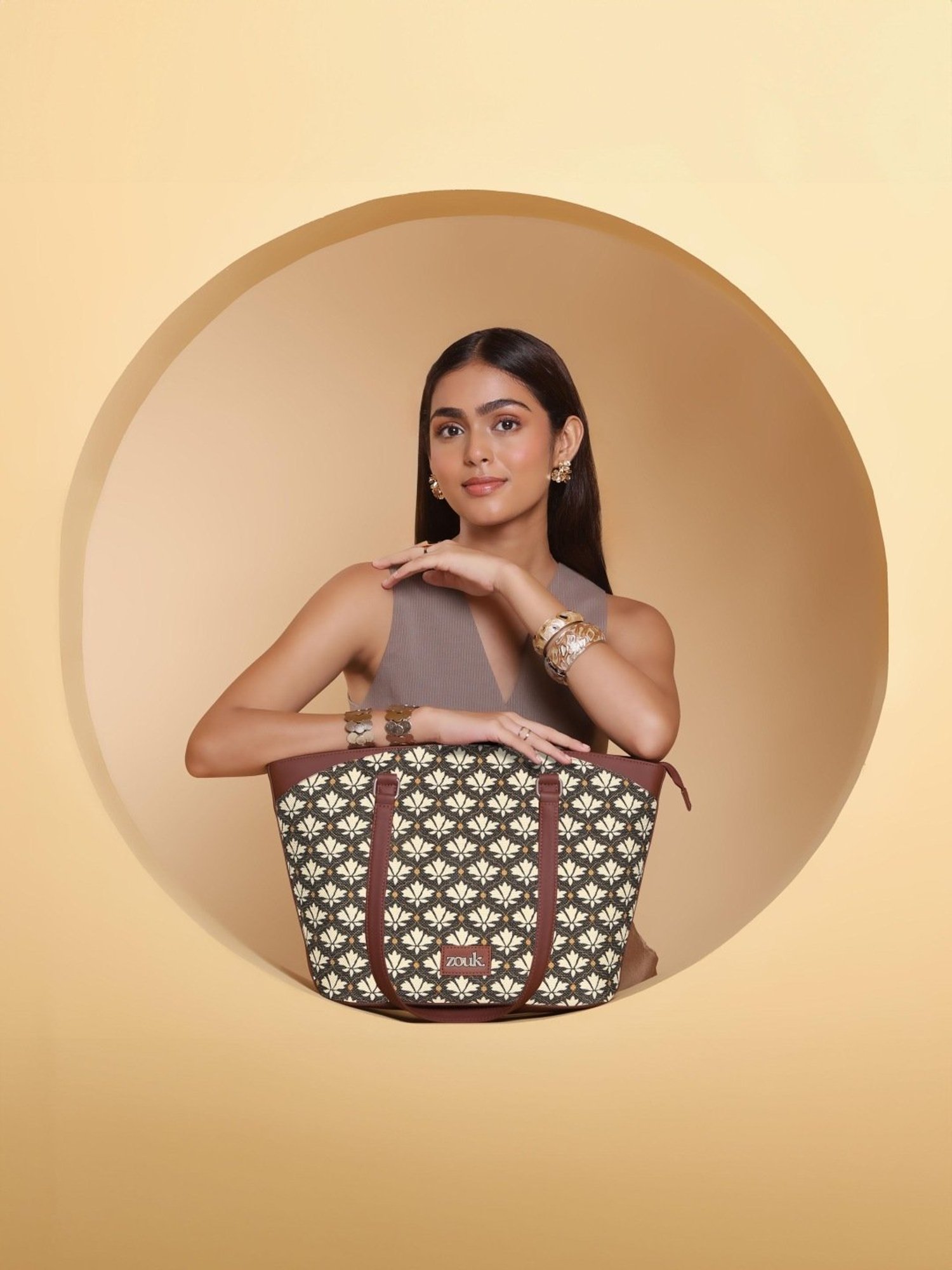 ZOUK Bidri Kaiser Printed Tote Handbag