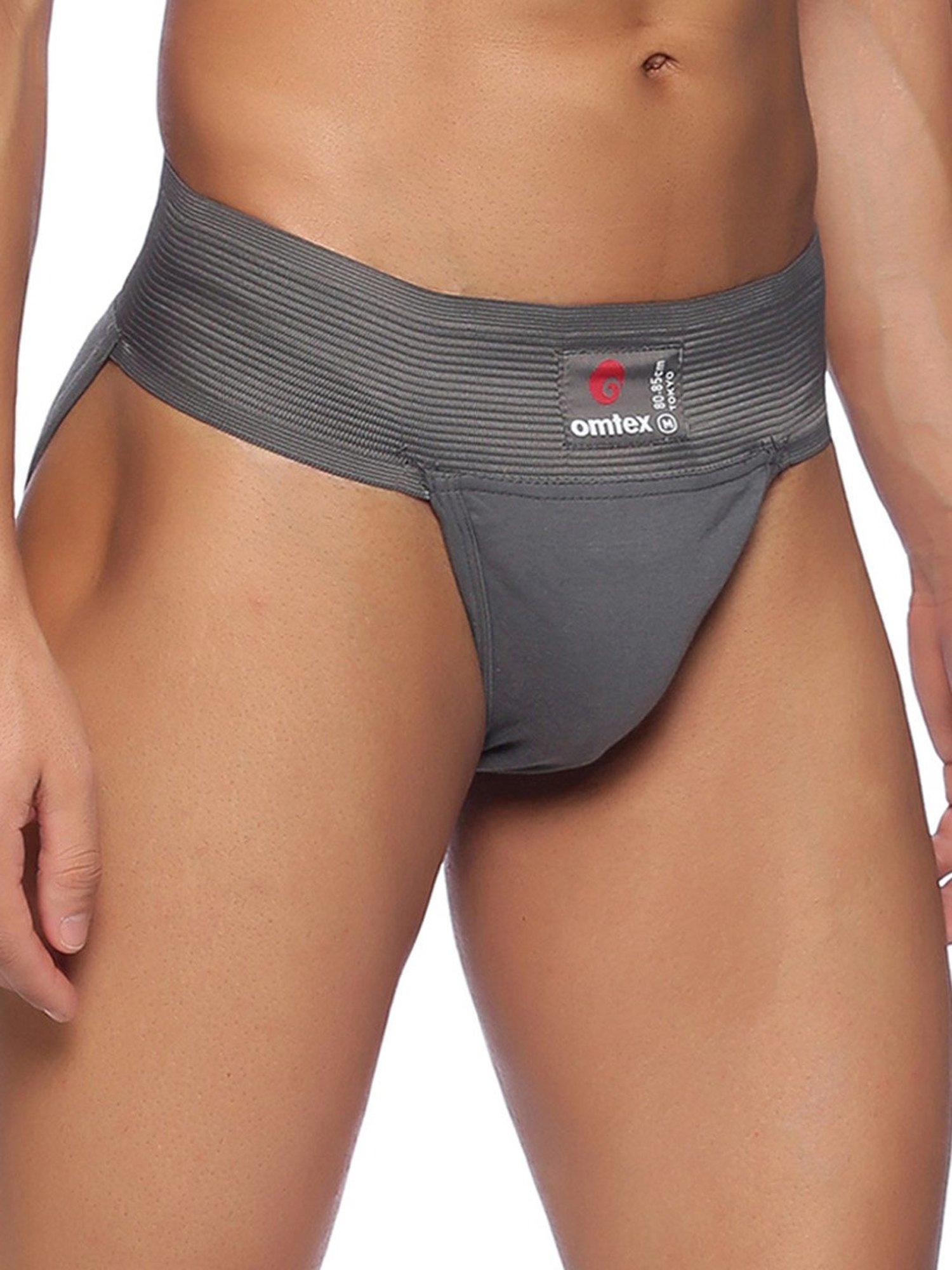 Omtex Men's Athletic Tokyo Back Covered Supporter Pack of 2 (Black & Grey) Size - XS