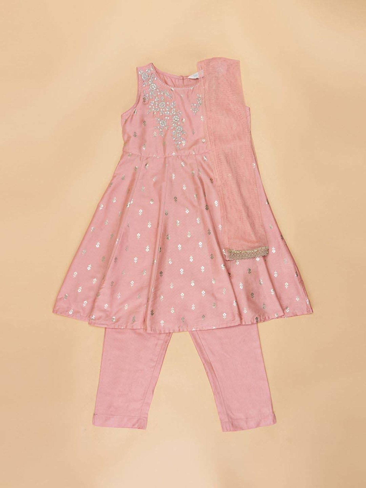 VASTRAMAY Kids Blue & White Cotton Over Dyed Kurta Set