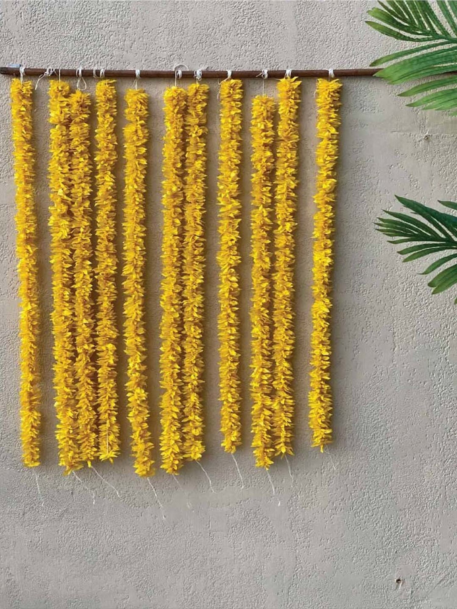 Mason Home Yellow Decorative Artificial Gajra - 3 Feet (Set of 12)