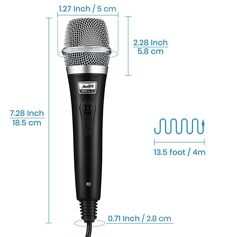 Dynamic Cardioid Home Karaoke Microphone 13 ft XLR Cable Metal Handheld Wired Mic Corded for SingingPA SpeakerAmpMixerKaraoke Machine SpeechWeddingStageBlack MWm5