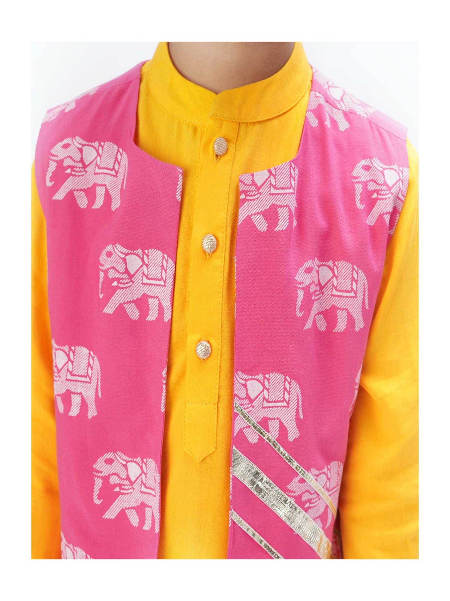 Lil Drama Kids Multicolor Printed Full Sleeves Kurta, Pants with Jacket