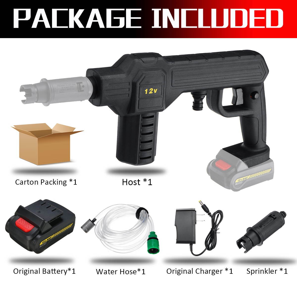 12V High Pressure Cordless Car Washer Washing Spray Guns Water Cleaner With 1/2pcs Battery-Type 1